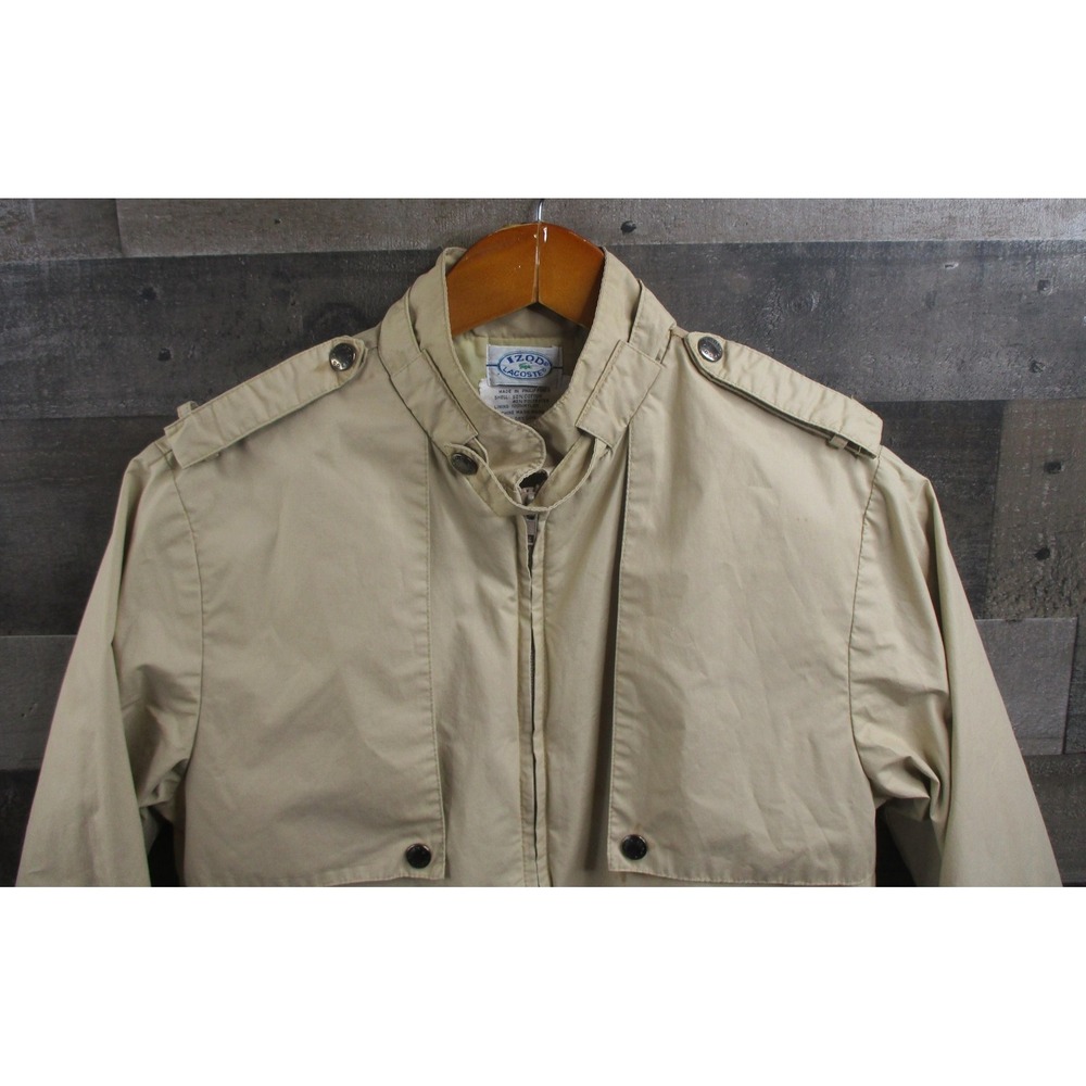 Vintage Izod Lacoste Jacket Mens Small Khaki Bomber Windbreaker Crocodile 80s
